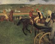 Edgar Degas On the race place Jockeys next to a carriage France oil painting artist